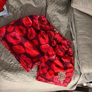 Eric Emanuel Red Lip Print Shorts
